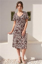 Petite Abstract Print Stretch Midi Dress