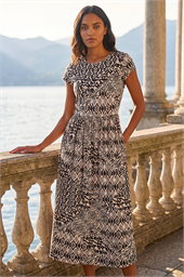 Abstract Print Midi Dress