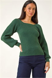Dusk Ribbed Blouson Knit Jumper