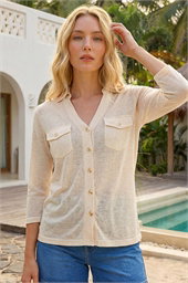 Pocket Front Stretch Blouse