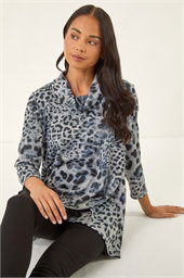 Petite Brushed Animal Print Wrap Top