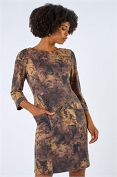 Butterfly Pocket Stretch Shift Dress