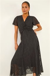 Petite Front Twist Jacquard Dress