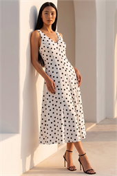 Polka Dot Premium Stretch Midi Dress