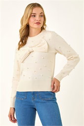 Dusk Pearl Bow Knit Jumper