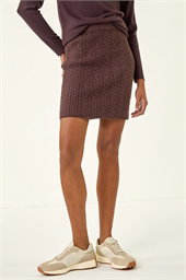Cable Knitted Elastic Waist Skirt