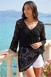 Crochet Tie Front Knit Tunic