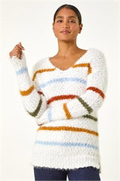 Stripe Fluffy Knit Jumper