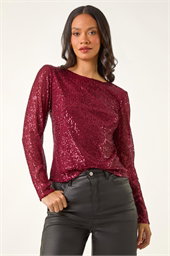 Dusk Sequin Long Sleeve Stretch Top