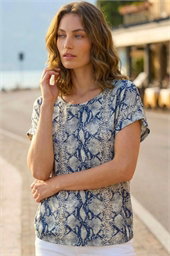 Snake Print Woven Top
