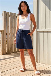 Petite Linen Blend Drawstring Shorts