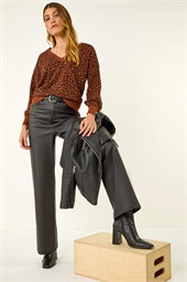Animal Print V-Neck Boyfriend Jumper