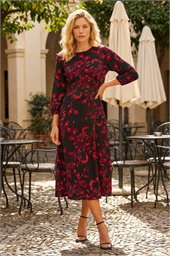 Floral A-Line Midi Dress