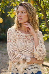 Crochet Knit Flared Sleeve Top