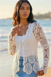 Crochet Detail Knit Cardigan