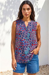 Abstract Print Stretch Vest Top
