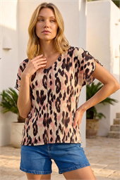 Animal Print Seam Front Top