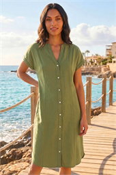 Linen Blend Shift Dress