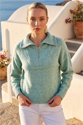 Collar Zip Neck Knit Jumper