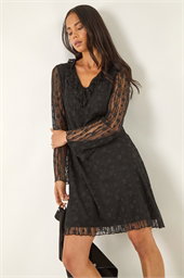 Petite Floral Frill Lace Dress
