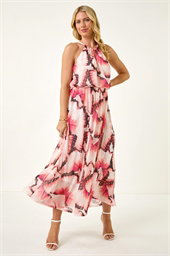 Petite Butterfly Halter Neck Dress