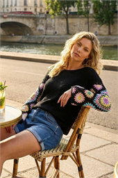 Crochet Sleeve Knit Jumper
