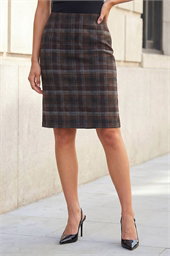 Brushed Check Pencil Skirt