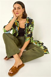 Floral Longline Button Up Blouse
