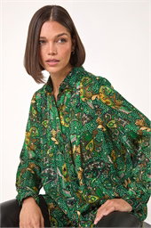 Paisley Print Pleated Blouse