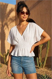Dusk Cotton Textured Pintuck Top