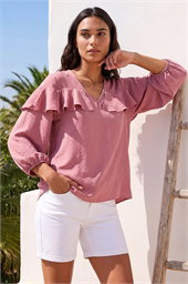 Frill Front Woven Top
