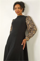 Petite Contrast Frill Stretch Dress