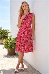 Ditsy Floral Keyhole Twist Dress