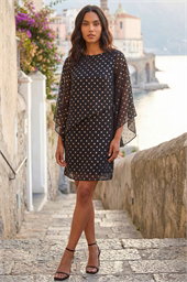 Asymmetric Polka Dot Overlay Dress