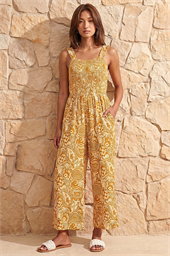Paisley Print Cropped Jumpsuit