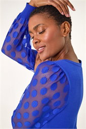 Polka Dot V-Neck Sleeve Knit Jumper