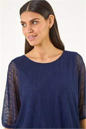 Mesh Bubble Hem Stretch Top
