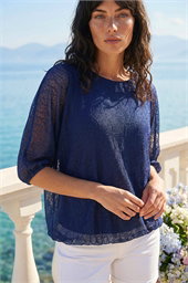 Mesh Bubble Hem Stretch Top