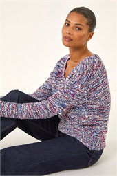 Tape Yarn V-Neck Knit Jumper 