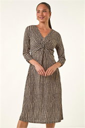 Petite Abstract Twist Front Dress
