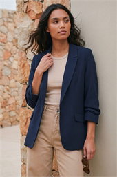 Ruched 3/4 Sleeve Blazer Jacket