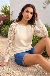 Crochet Sleeve Knit Jumper