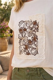 Embroidered Crochet Panel T-Shirt