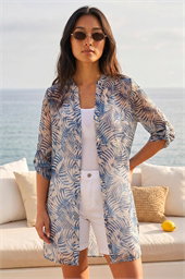 Petite Leaf Print Longline Shirt