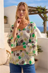 Abstract Spot Flare Sleeve Top