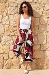 Petite Leaf Print Culotte Trouser