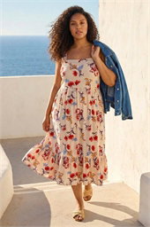 Curve Ditsy Floral Strap Midi Dress 