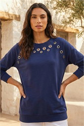 Eyelet Detail Stretch Top