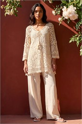 Crochet Tie Front Knit Tunic