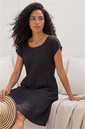 Cotton Trim Detail Mini Dress